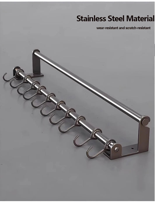 Stainless Steel Double-Rod Kitchen Rack — Spoon Holder & Kitchen Roll Dispenser