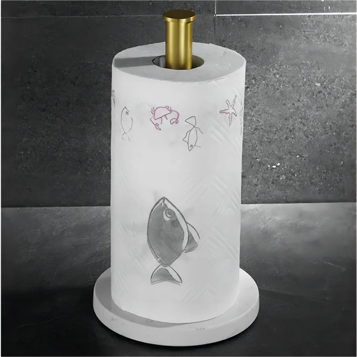 Marble Perforation‑Free Vertical Roll Paper Rack — Nail‑Free Floor Holder for Kitchen Wraps