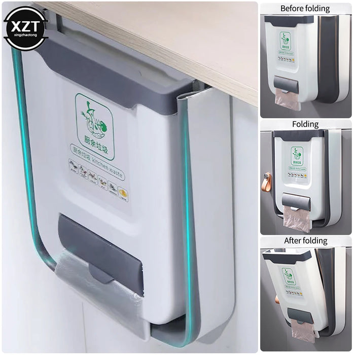 Collapsible Hanging Kitchen Bin — Cabinet Door & Wall Mounted, 7L/10L