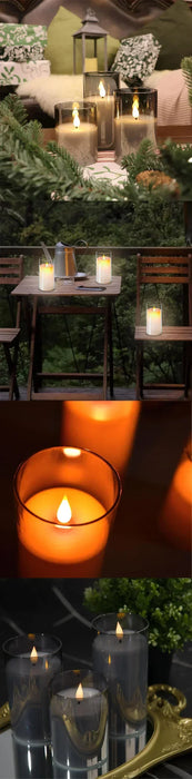 Acrylic Flameless Flickering Candles with Remote & Timer — Battery LED Pillars