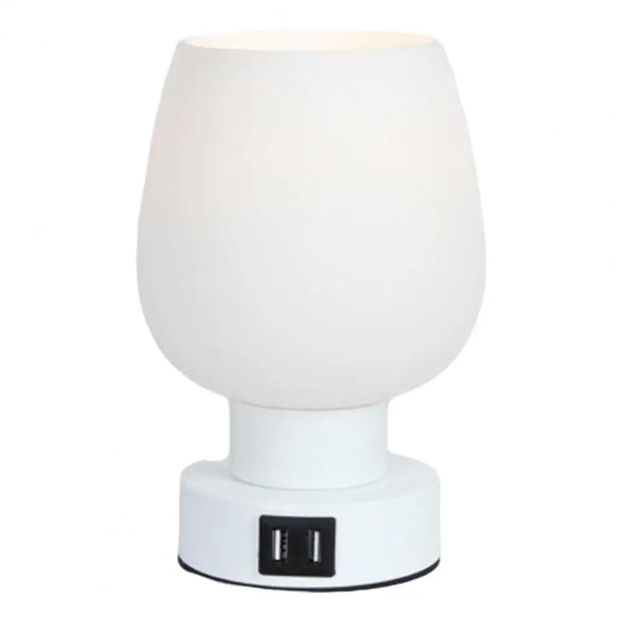 Moderne berøringskontroll LED skrivebordslampe - dimbar, flimmerfri, hvit glasskjerm nattlys - perfekt for enkel belysning ved sengen