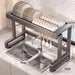 Over‑Sink Dish Drying Rack with Utensil Holder — Stainless Steel, Matt Black