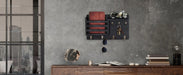 Rustic Wall-Mounted Mail Organiser with Key Hooks & Floating Shelf