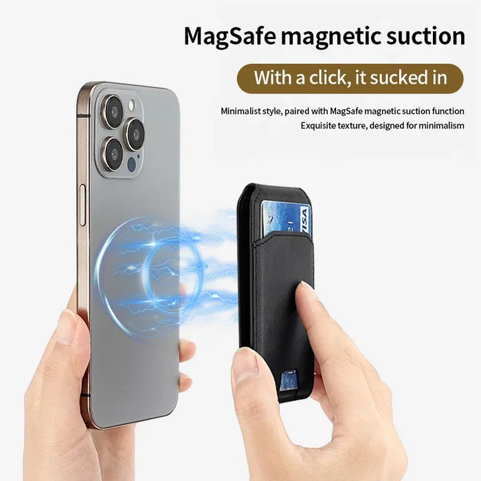Magnetic PU Leather Wallet Phone Case with Stand and Card Pocket — MagSafe Compatible