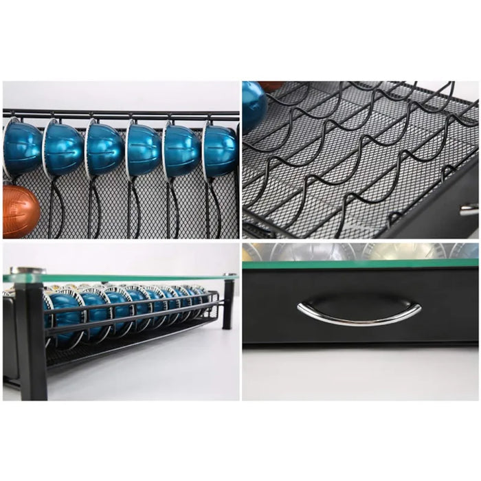 Vertuo/Vertuoline 40‑Pod Drawer Coffee Capsule Holder with Tempered Glass Tray