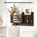 Rustic Wall-Mounted Mail Organiser with Key Hooks & Floating Shelf