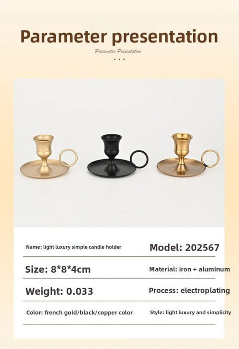 Retro Metal Candle Holder with Handle — European-Style Centrepiece for Dining Table, Weddings & Festive Décor