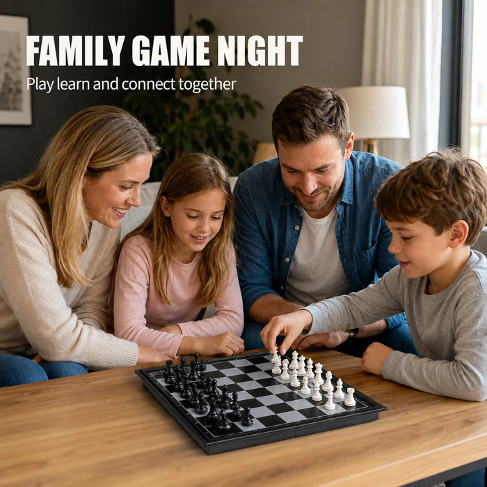 3-in-1 Magnetic Travel Board — Chess, Checkers & Backgammon (25/32/36 cm)