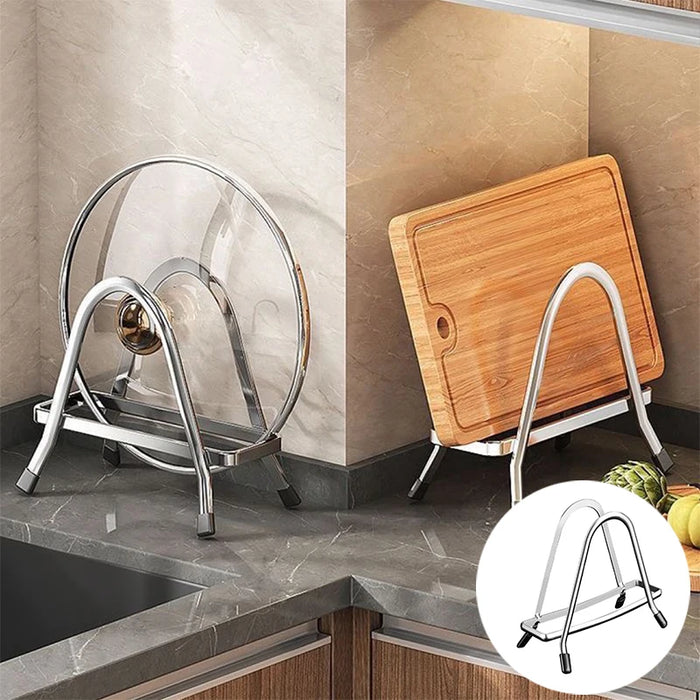 Stainless Steel Kitchen Rack — Lid, Cutting Board & Knife Organiser