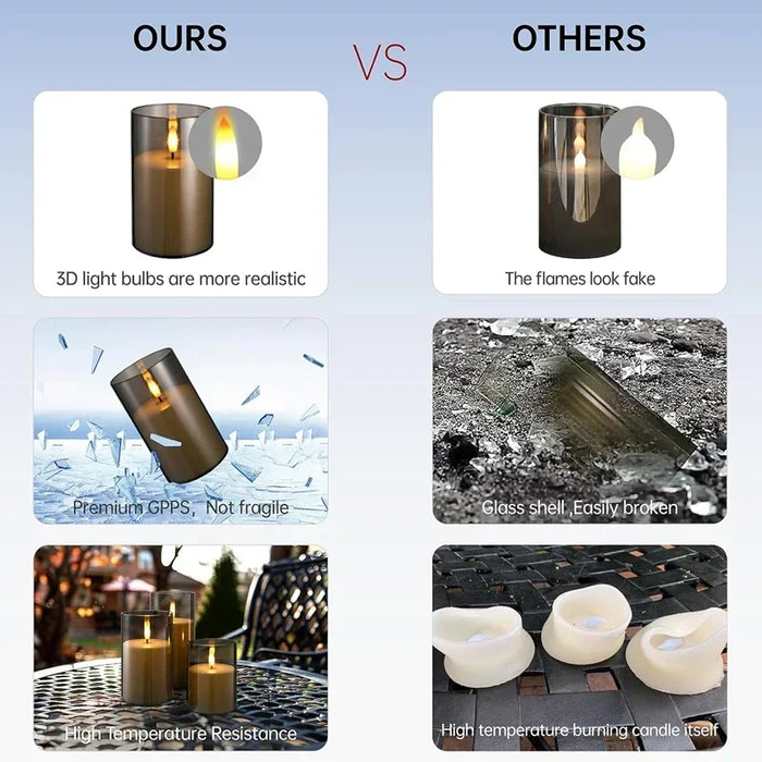 LED Flameless Acrylic Candles with Remote & Timer – Flickering, Battery Powered