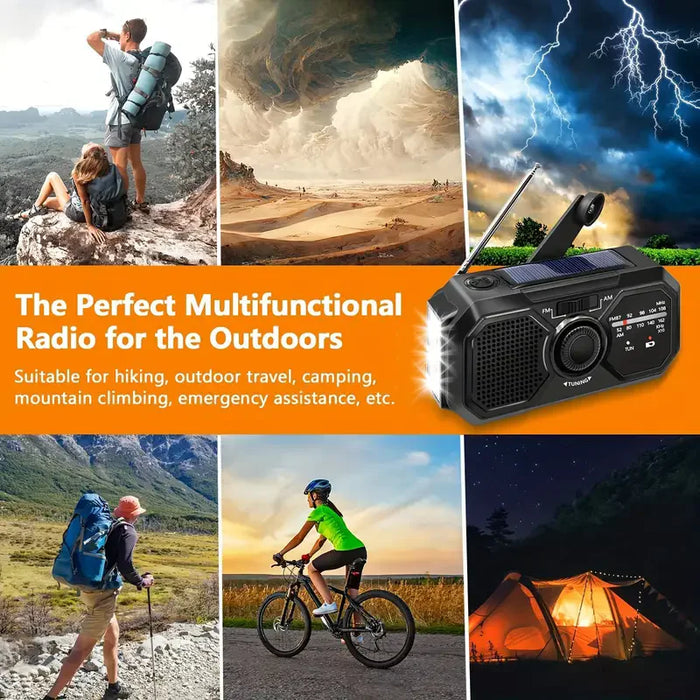 Portable Emergency Dynamo Radio with Crank, Torch & USB Phone Charger