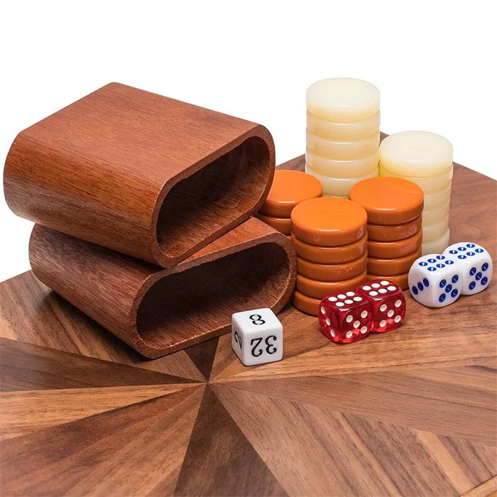 Handmade Foldable Wooden Backgammon Set – 11–17 inch, Inlaid Board & Full Accessory Set