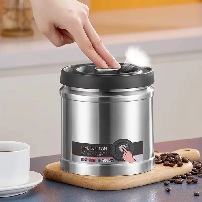 Vacuum-Sealed Stainless Steel Food Jar — Airtight Coffee & Grain Storage (750, 1100, 1600ml)