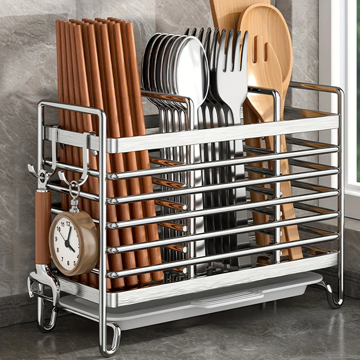 No-Drill Stainless Steel Wall Utensil Holder — Space-Saving Kitchen Organiser