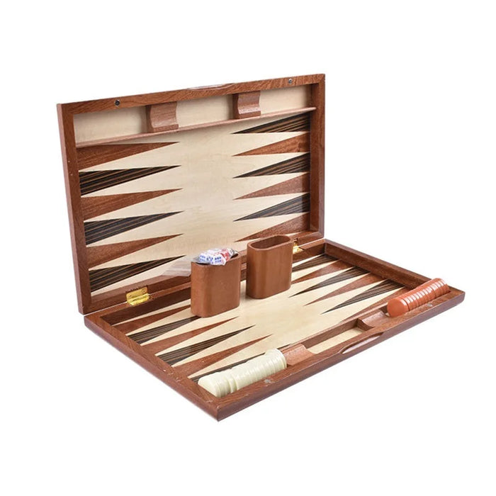 Handmade Foldable Wooden Backgammon Set – 11–17 inch, Inlaid Board & Full Accessory Set