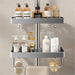 Punch-Free Shower Caddy (Single or Double) — Space Aluminium Shelf with Optional Towel Rail