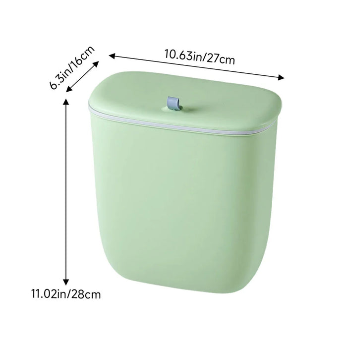 12L Hanging Kitchen & Bathroom Bin with Lid — Door or Wall Mount