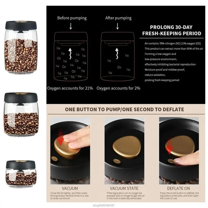 Vacuum-Sealed Glass Food Storage Jar for Coffee & Tea