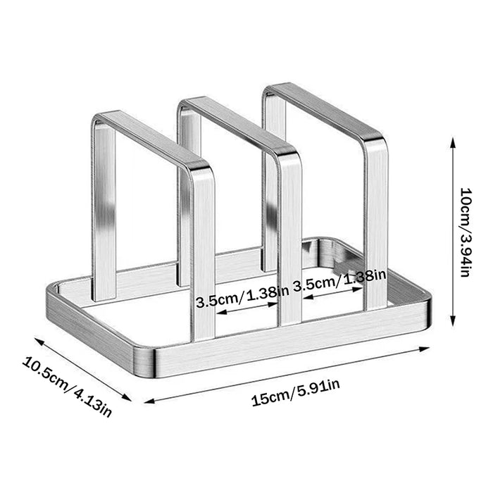 Stainless Steel Cutting Board & Pot Lid Organiser — Space-Saving Countertop Rack