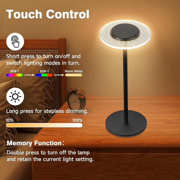 RGB-färgändrande trådlös bordslampa - Touch-kontroll, DIY-dimbar skrivbordslampa - Perfekt för middag, uteplats, sovrumsmiljöer