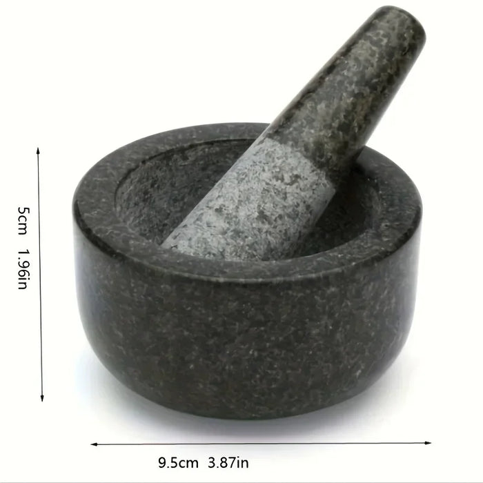 Polished Granite Mortar and Pestle for Herbs, Salsa & Avocado (3.74 x 1.97in)