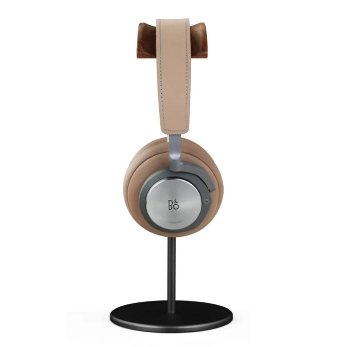 Black Walnut Wood and Aluminium Headphone Stand — Solid Metal Base Desk Headset Holder