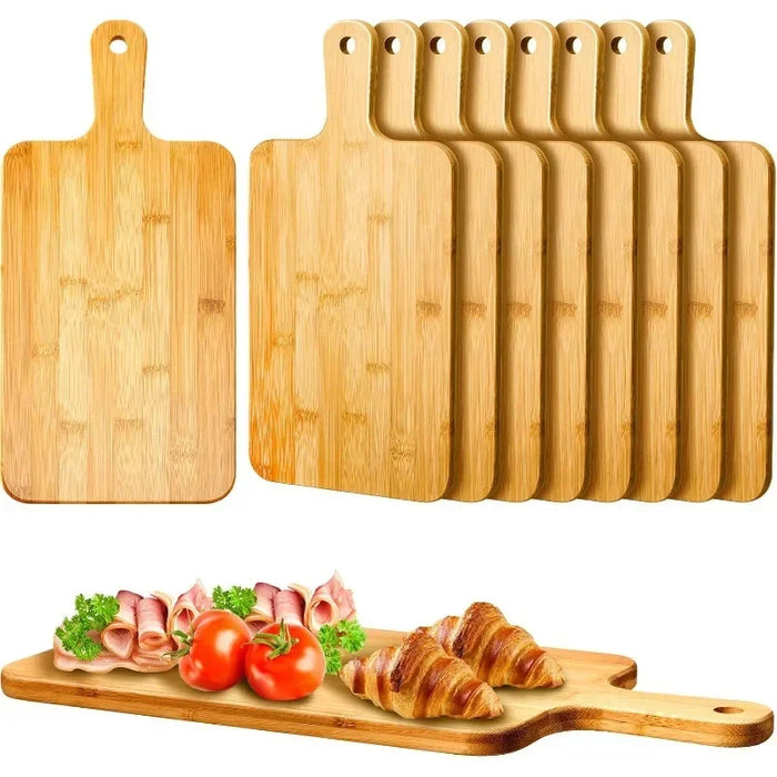 Bamboo Cutting Board with Handle — 11 x 5 inch Wooden Serving & Chopping Board