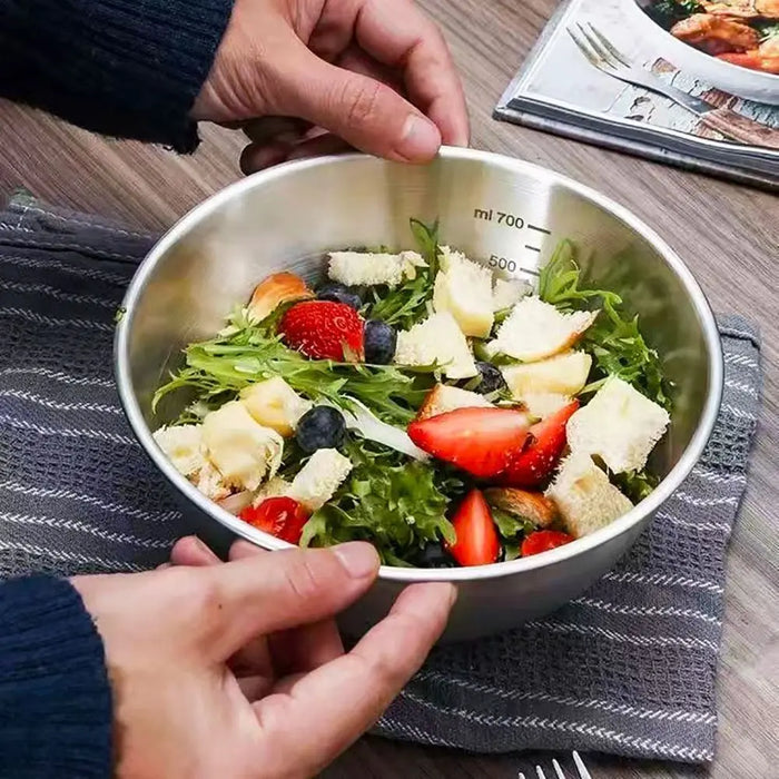 Stainless Steel Salad & Mixing Bowl (with Scale) — 5 sizes 700–3000ml
