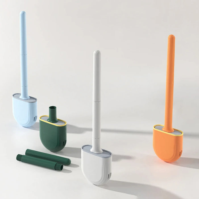 Wall-hanging Long-handle Toilet Brush with Silicone Head, 36×9×4 cm