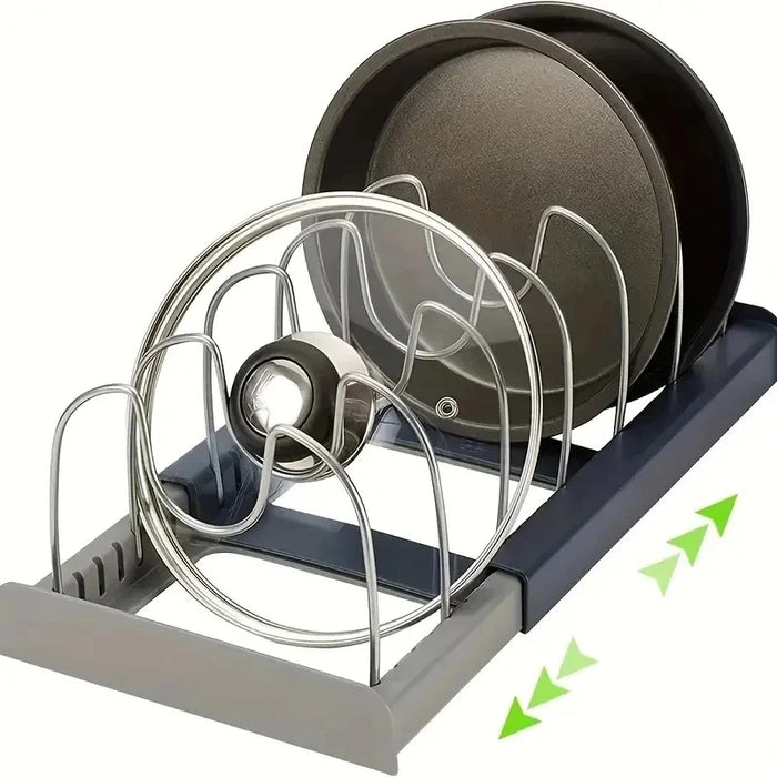 Expandable Stainless-Steel Pot & Pan Organizer Rack with 7 Dividers