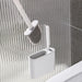 Wall-mounted Silicone Toilet Brush & Holder — Long Non-slip Handle, Ventilated Case, No-drill Fit