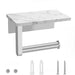 Stainless Steel Toilet Roll Holder with Marble Shelf and Mobile Phone Shelf