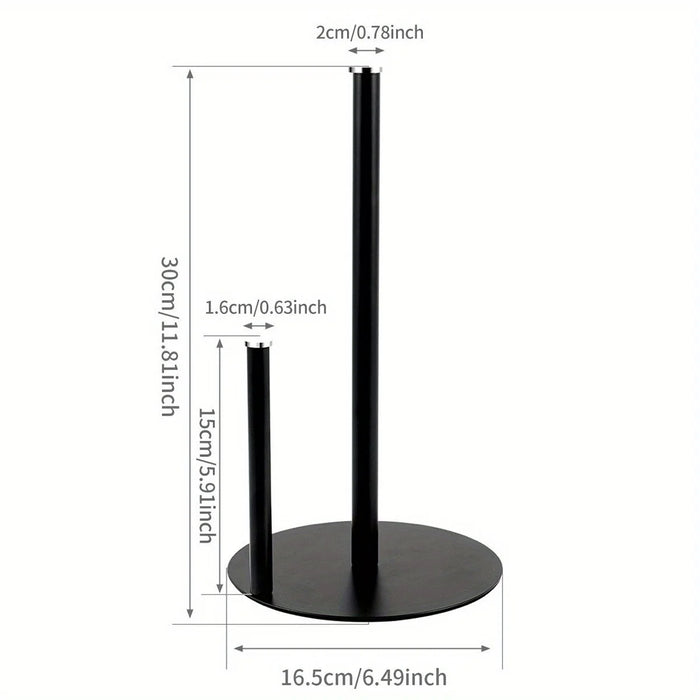 Paper Towel Holder — Weighted Base Countertop Roll Organiser (Black)