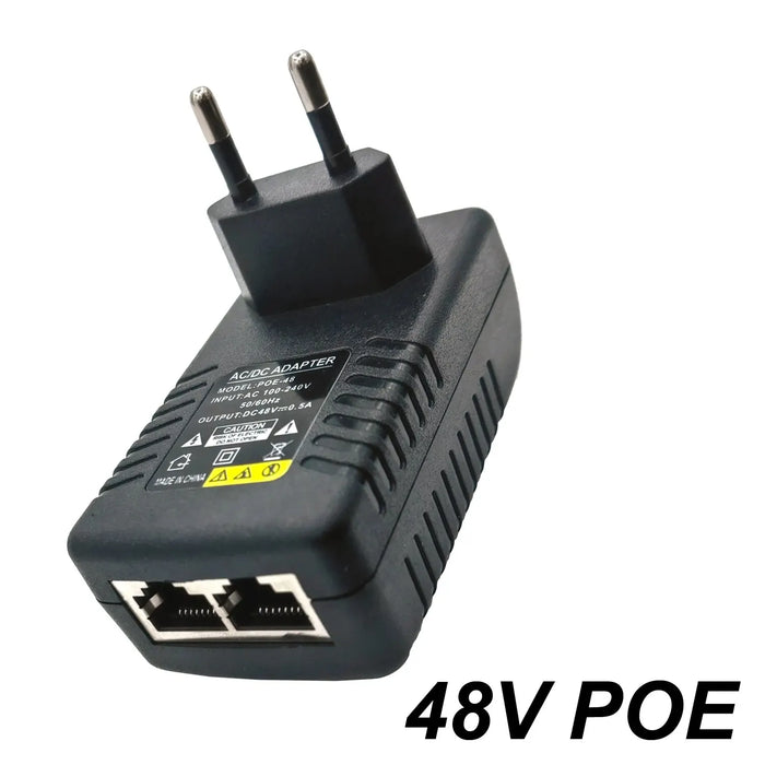 48V 0.5A PoE Injector Power Supply – EU/US Plug for IP Cameras, Switches & NVRs