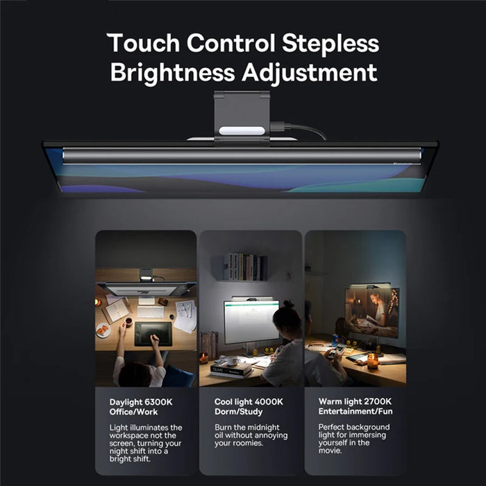 Baseus Screen Light Skrivbordslampa - Datorbildskärm Hängande, USB-Driven, Laptop Lampa, LCD Skärm Lampa, Bord- och Studie Ljuslampa - Idealisk för Arbete, Studier och Lästjänster