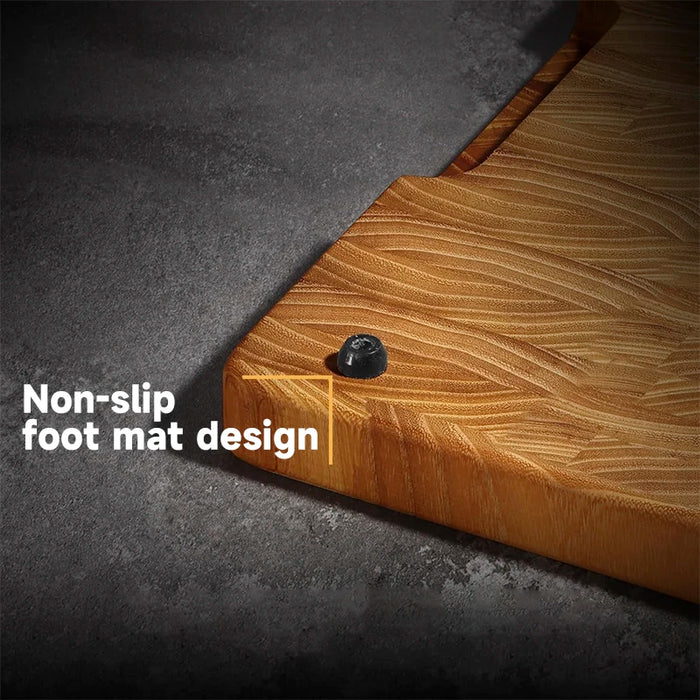 Teak End Grain Cutting Board — Large Wooden Chopping & Charcuterie Board with Hidden Handles