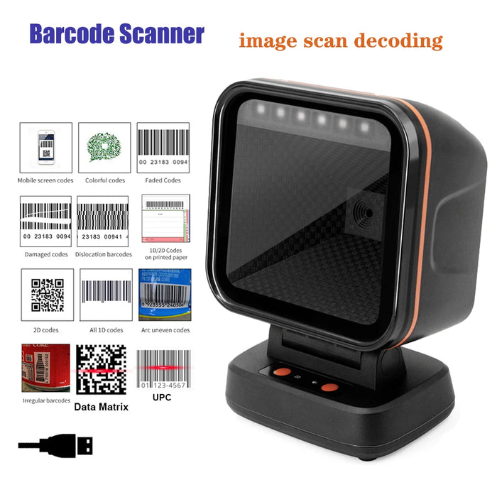 TD-X1-1100 Desktop Hands-free 1D/2D Barcode Scanner — Flat, High-speed Reader