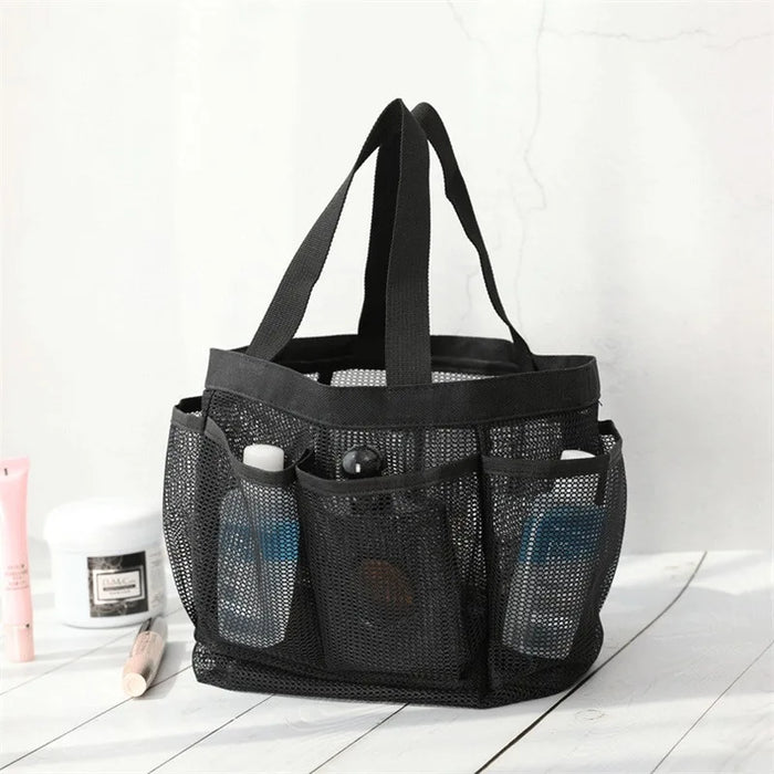Quick-Dry Mesh Shower Caddy Tote – Beach & Travel Wash Bag (8 Pockets)