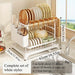 Stainless Steel 2-Tier Dish Rack — Fast-Drying & Stain-Free, Heavy-Duty Carbon Steel Frame