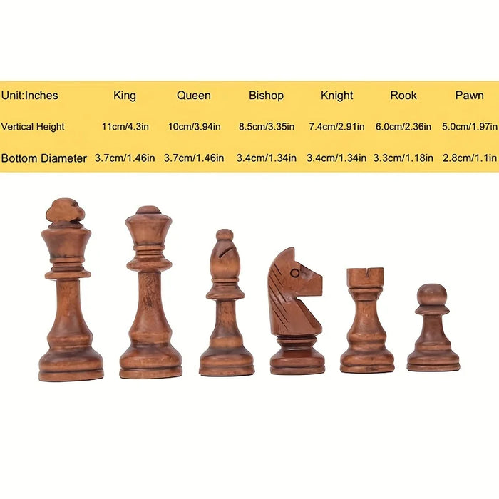 32-Piece Wooden Chess Set with Leather Board — King 110mm (Model 4in)