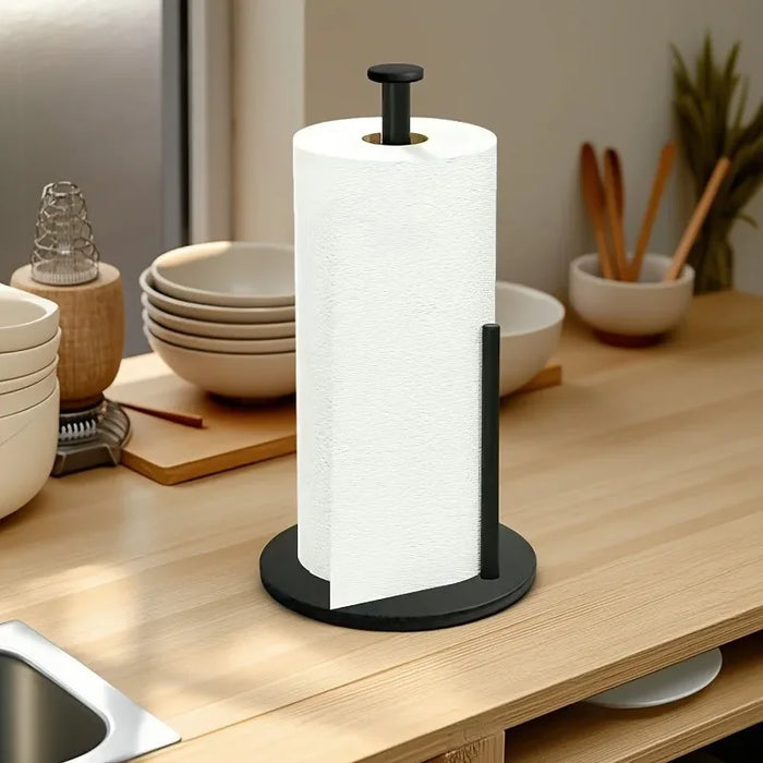 Stainless Steel Paper Towel Holder with Weighted Base — Heavy-Duty Countertop Dispenser