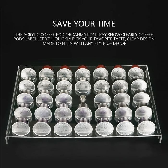 Acrylic Coffee Pod Tray — Holds 34 Nespresso Original Capsules