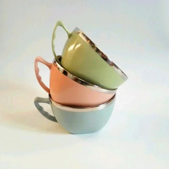Stainless Steel Instant Noodle Bowl with Handle — 900ml, Cool‑Touch Outer (Pink/Green/Blue)