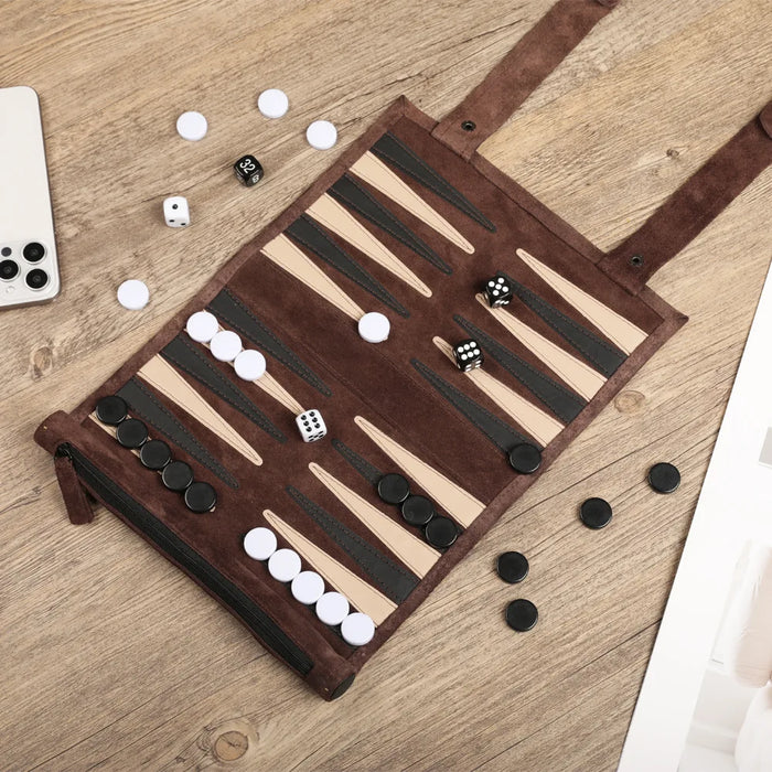 Roll-up Backgammon & Chess Travel Set for Adults and Children