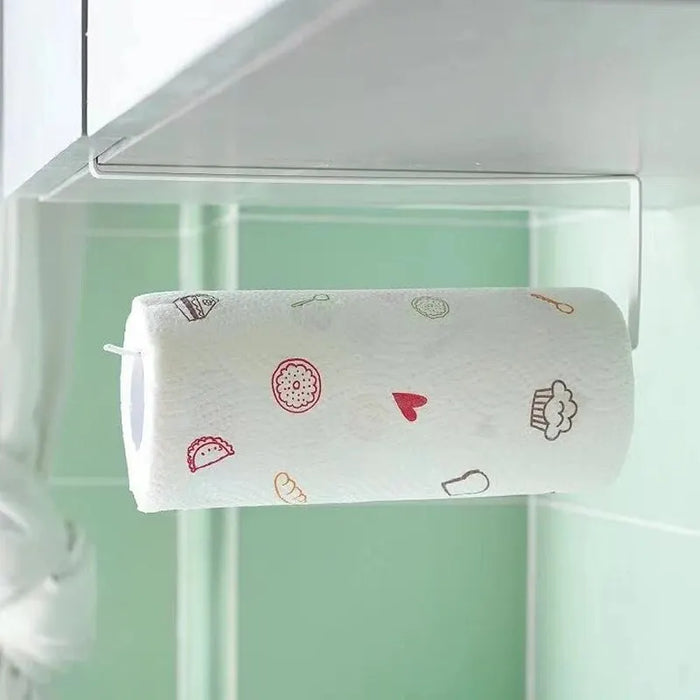 Paper Roll Holder — No-Drill Under-Cabinet Towel & Cling Film Rack (White/Black)