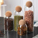 Hand‑blown Glass Storage Jars with Ball Cork Stopper — Transparent Kitchen Organiser for Tea, Spices & Nuts