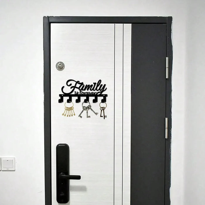 Black Iron 'Family' Wall Key Holder — Wall-Mounted Hook & Hat Rack