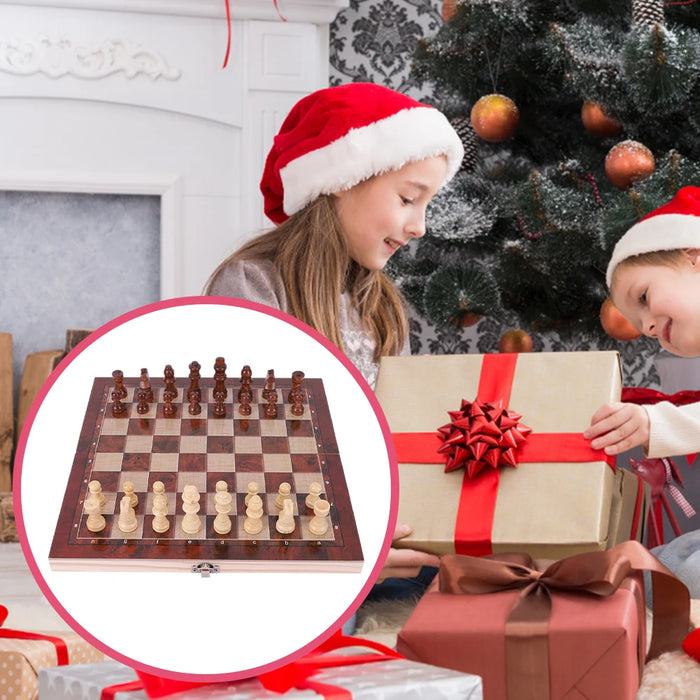29 x 29 cm Foldable 3‑in‑1 Wooden Chess Set — Chess, Checkers & Backgammon, Non‑toxic