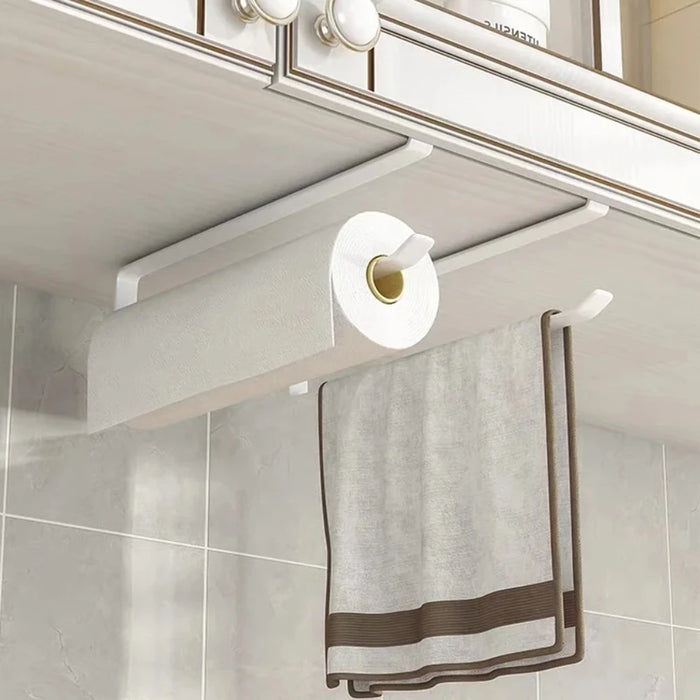 No-drill Cabinet Hanger Paper Towel & Toilet Roll Holder – Iron Wall/Cabinet Storage