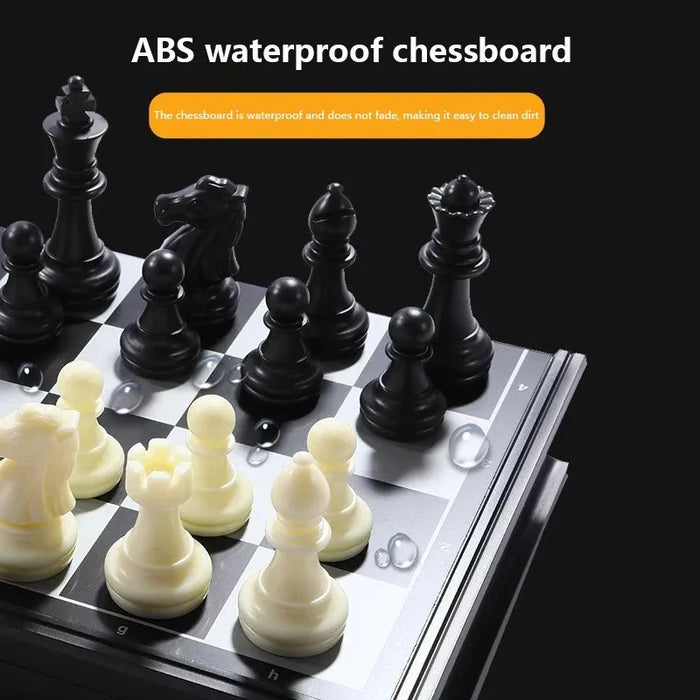 Folding Magnetic Chess & Checkers — 4 Sizes, Plastic HIPS, Teaching Book